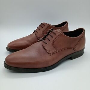 ECCO Helsinki 2.0 Mens Derby Leather Dress Shoes Cognac Brown Size 45 US 11-11.5